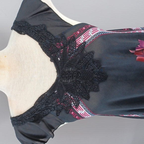 Handkerchief Dress Size L Black Floral deco - Picture 3 of 8